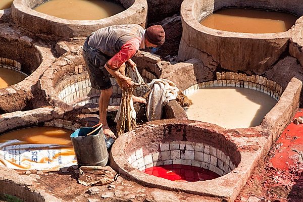 Leather tanneries in Fes,Morocco 